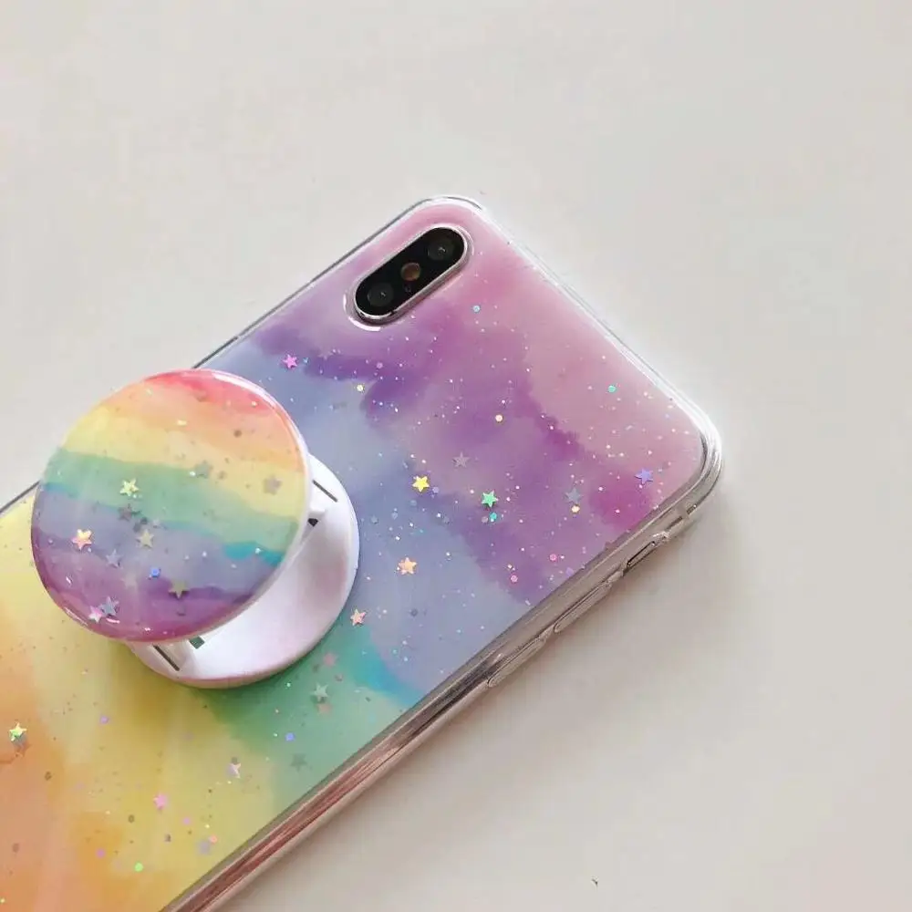 HUANQING модный Радужный чехол для телефона карамельных цветов iPhone X XR XS MAX задняя