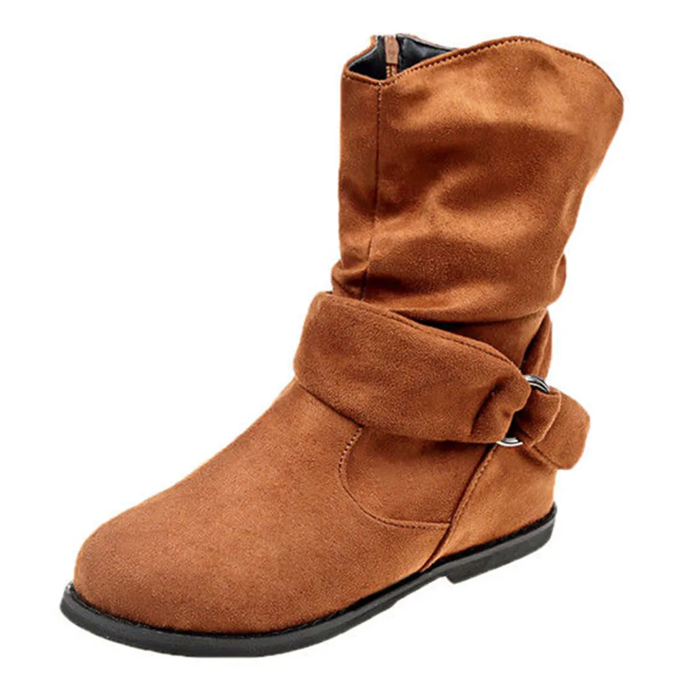Женские ботинки на плоской подошве Осенняя обувь с пряжкой молнии из