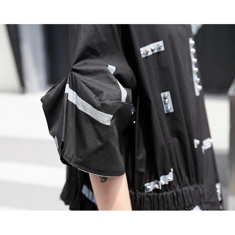 CHICEVER заклепки 2020 летнее платье с буквенным принтом женское свободное