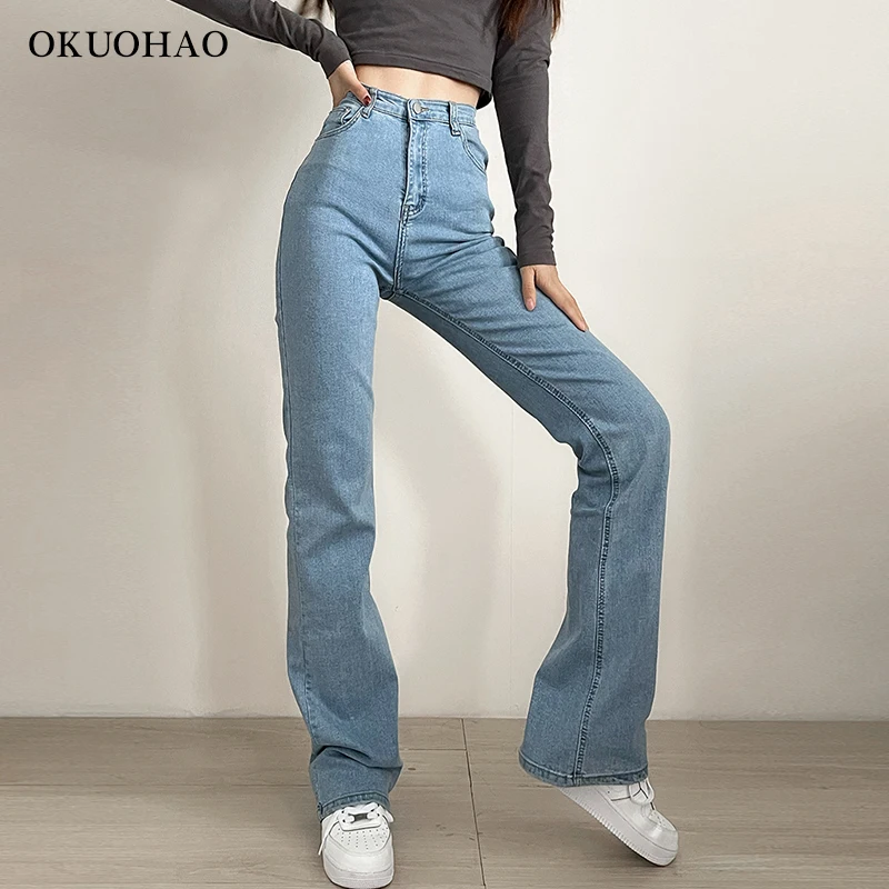 

Jeans Woman High Waist Denim Flared Trousers For Female Streetwear Stretch Clothes Fashion Classic Oversize Wide Leg Pants