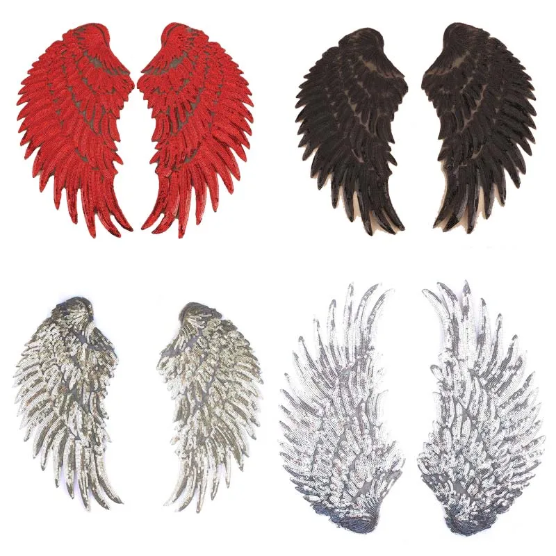 Женская Блестящая нашивка Angel нашивки крылья для одежды, большая нашивка с блестками, аппликация с блестками для самостоятельной сборки