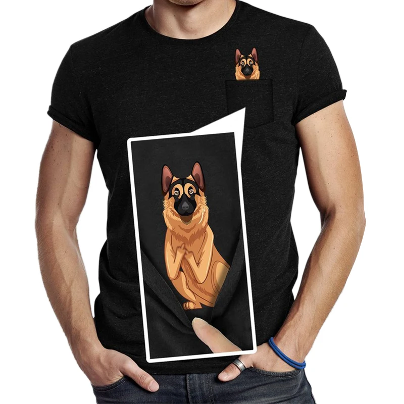 

CLOOCL Black T Shirt Fashion Brand Summer Pocket Dog Printed T-shirt Men for Women Funny Cotton Tee Tops Drop Shipping