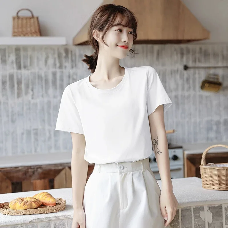 

T-Shirt Women sky blue Short Sleeves Shirt 100% Cotton Awesome Femme Summer Top