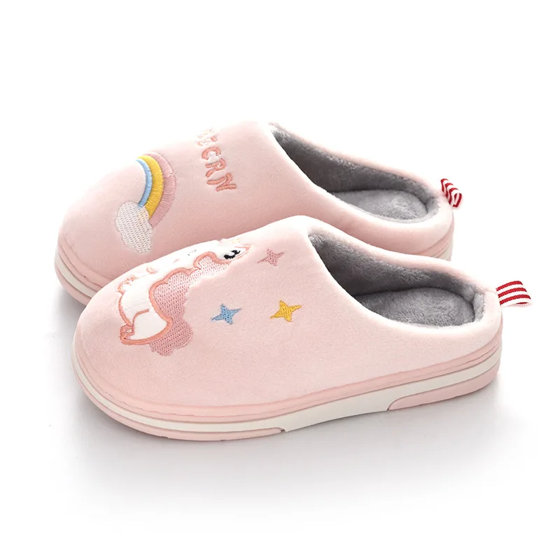 Тапочки с единорогом для детей ясельного возраста мультяшная обувь милые