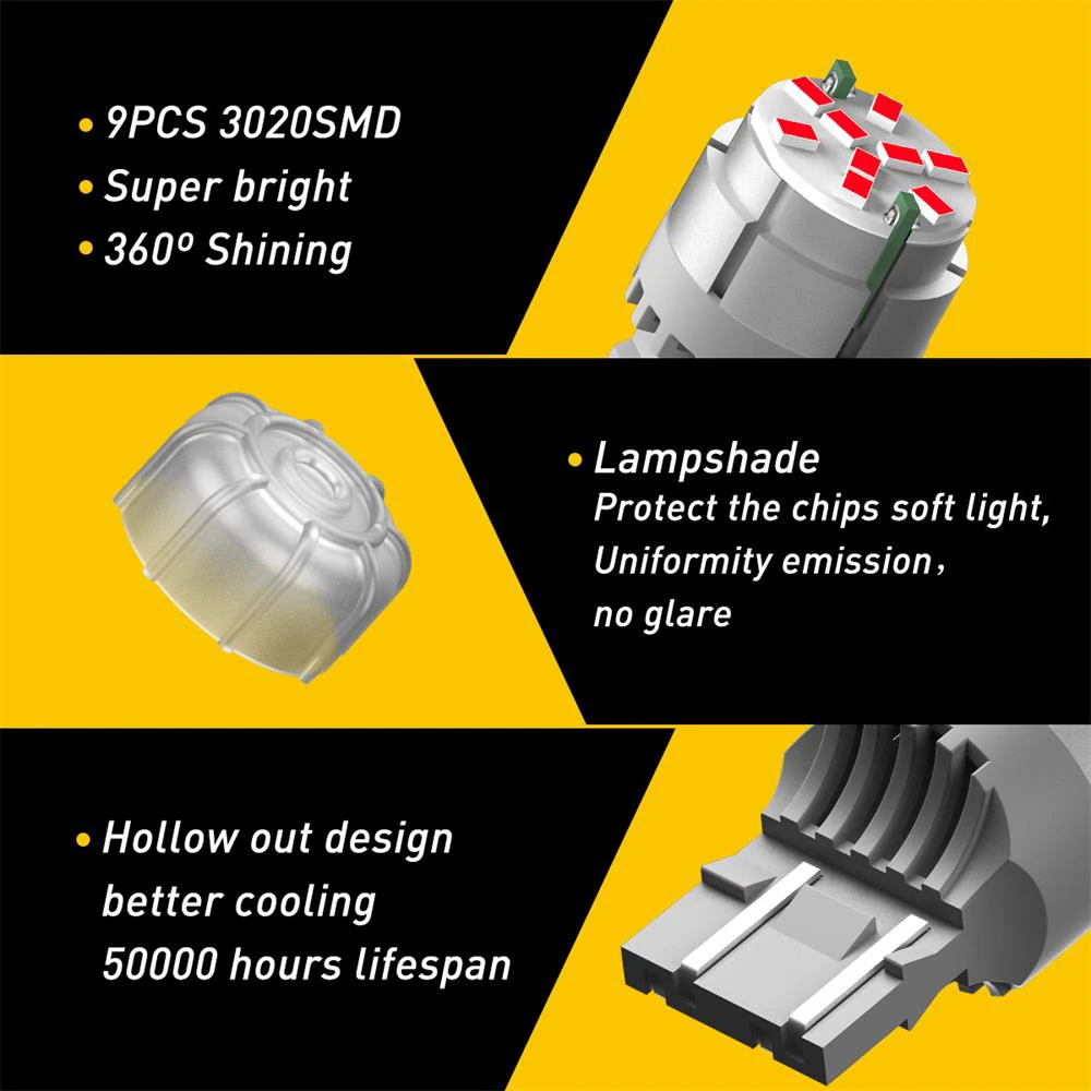 2x красный 7440 T20 W21W 7443 светодиодный автомобильный светильник 3157 T25 P27/7 Вт 3156 P27W