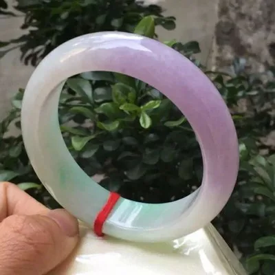 

Zheru Jewelry Natural Burmese Light Green Light Purple Jade 54-64mm Bracelet Elegant Princess Jewelry Best Gift
