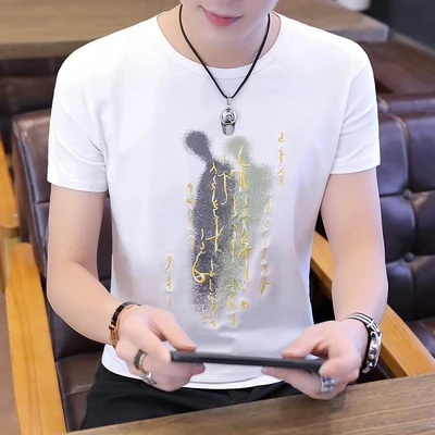 

Men's short sleeve t-shirt summer trend handsome casual half sleeve 8133