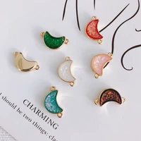 diy jewelry accessories crescent shaped double hanging alloy inlaid zircon pendant jewelry accessories materials