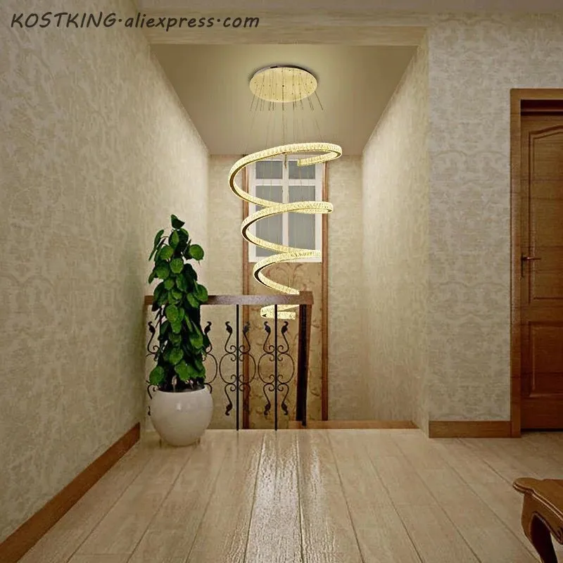 Спиральный дизайн современный светодиодный Люстра со стразами Dia80 * H220cm lustre
