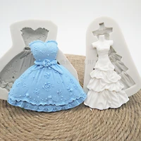 girl dress skirt epoxy resin fondant silicone mold for diy pastry cupcake dessert plaster decoration kitchenware baking accessor