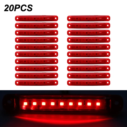 9LED red X20 Янтарный автомобилей Внешнее освещение светодиодный 12 V-24 v 9/6 светодиодный авто шины Грузовик Боковые Габаритные светодиодный индикатор низкая СВЕТОДИОДНЫЙ трейлер светильник задняя сторона лампы - Цвет: 9LED red X20