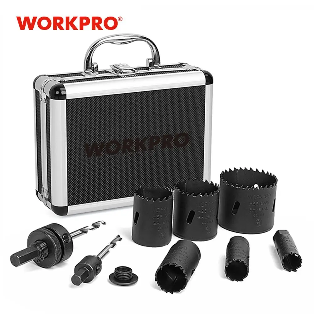 

WORKPRO 9PC HSS Core Drill Bits Universal Hole Saw Set High Speed Steel Carbide Tip Hole Saw Tooth for Wood Metal