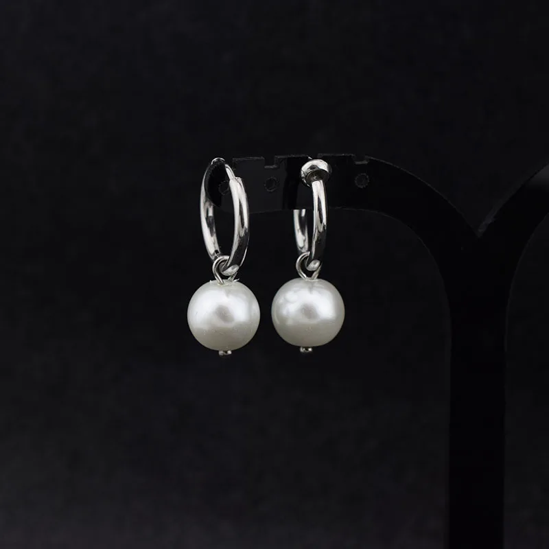 

WOWTIGER Fashion Imitation pearls earring hip-hop Punk No Ear Hole Men Earring for women Female Jewelry gift 1 pair