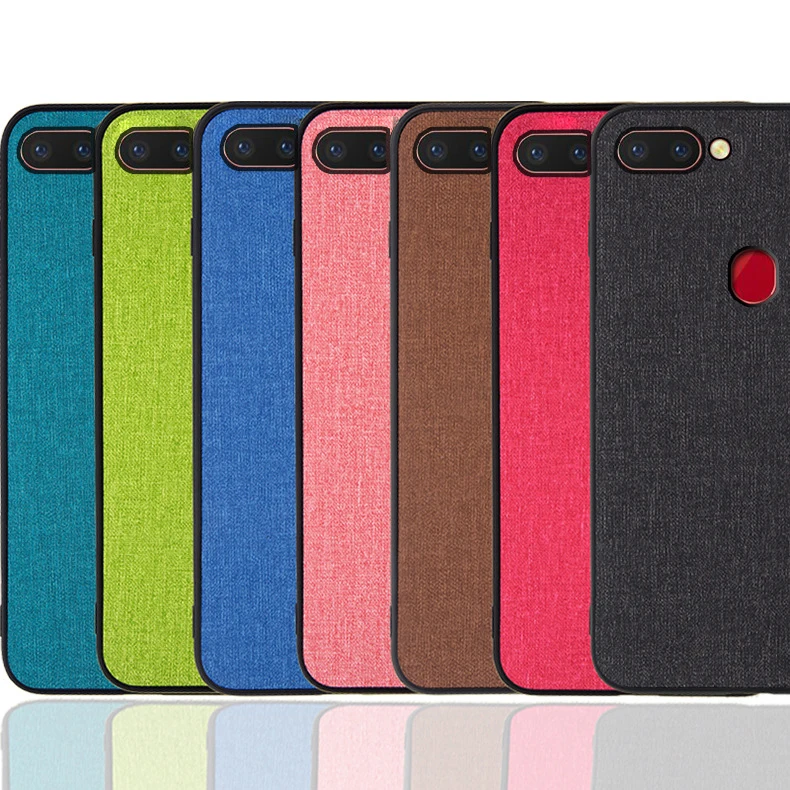 for OPPO F7 Reno 10X Zoom A9 K1 A7 A5S F11 R17 Pro R15 F9 A7X Realme 1 2 3 Case Fabric Plain Back Cover Shockproof Funda Casing |
