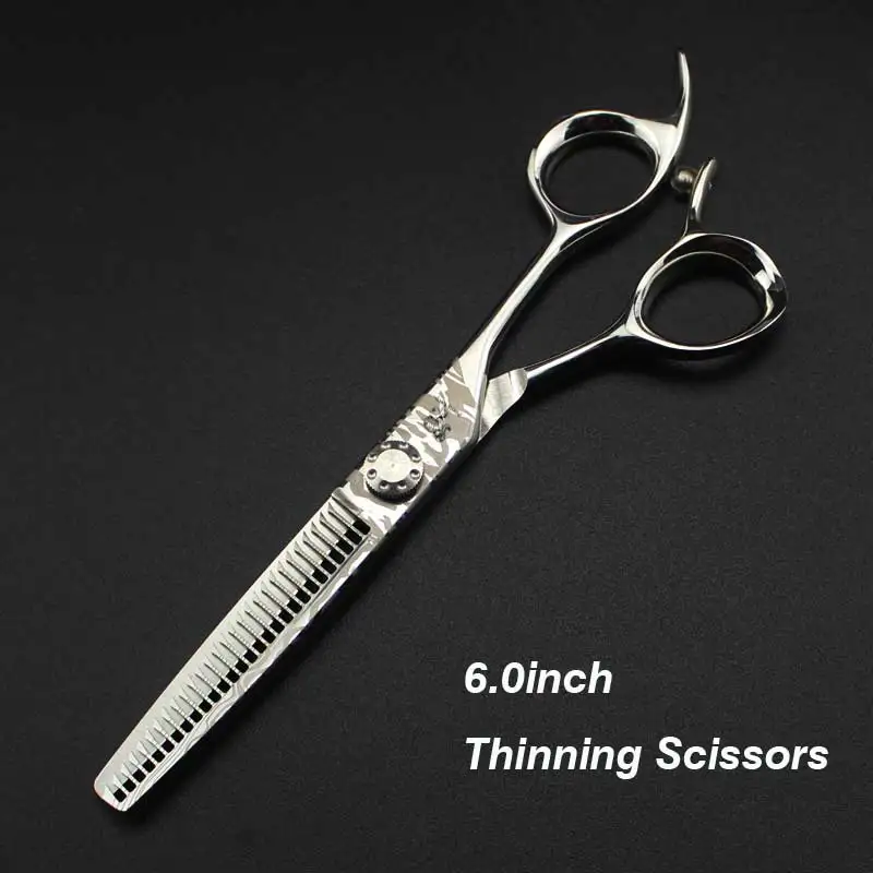 Thinning scissors Дамасские Парикмахерские ножницы с рисунком 440C Стальные парикмахерские стильные парикмахерские инструменты 6 дюймов японские Парикмахерские ножницы - Цвет: Thinning scissors