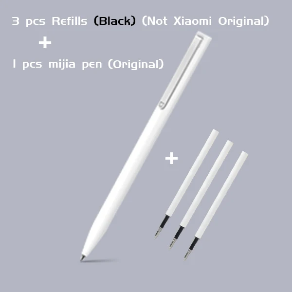 1pen with 3Black ink Ручка Xiao mi jia с 0,5 мм швейцарской заправкой 143 мм роликовый шариковый знак ручка mi Xio mi Sign шариковые черные чернила для ручки - Цвет: 1pen with 3Black ink