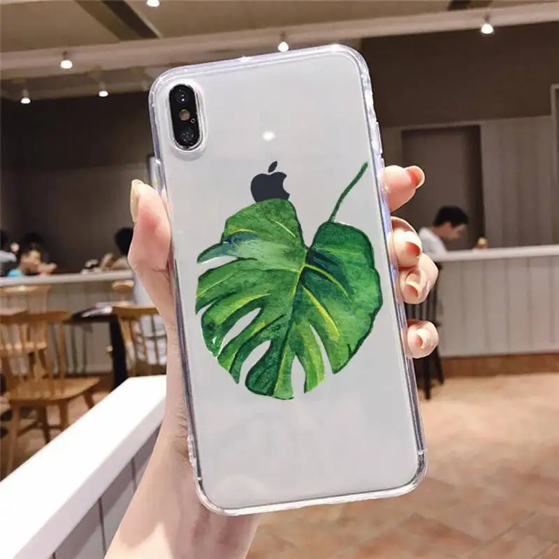 

Butterfly Glitter Leaves Phone Case Transparent soft For iphone 5 5s 5c se 6 6s 7 8 11 12 plus mini x xs xr pro max