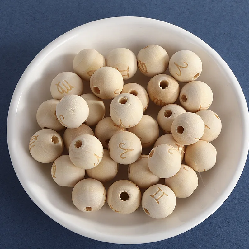 

Barwodo 12PCS Twelve Constellations Natural Wooden Beads For Bracelet Necklace Jewelry Accessories Beads DIY Crafts Pendants