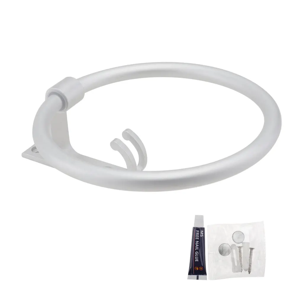 

1Pc Aluminum Towel Ring with Hook Simple Towel Ring Bathroom Storage Rack