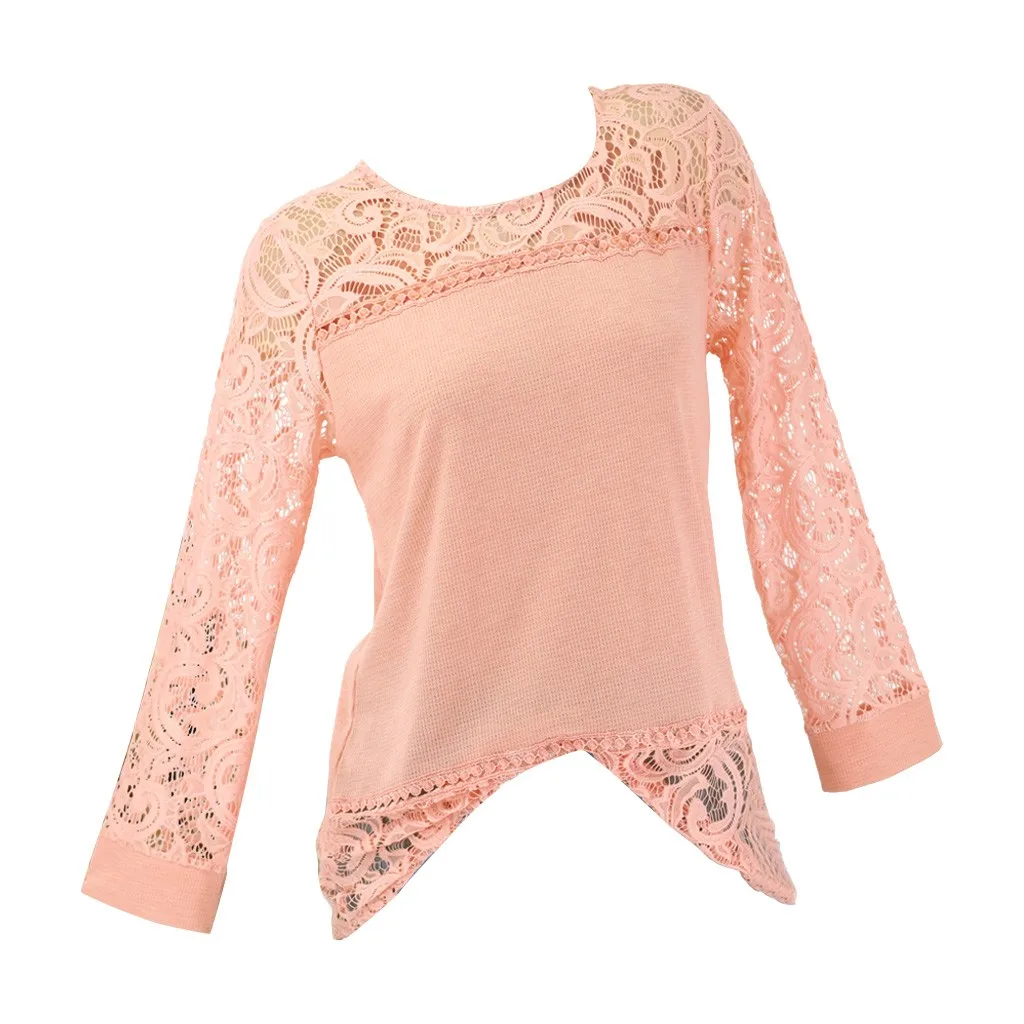 Большие размеры White женские белые блузки с длинным рукавом шифоновое кружево