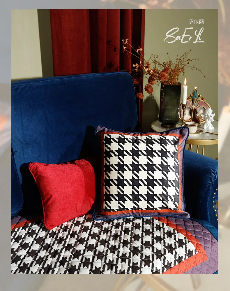 

45x45/30x45cm stereo geometric pattern cushion cover Houndstoot printed velvet throw pillowcase sofa wasit pillow cover backrest