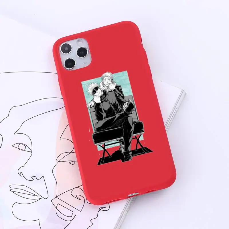 

Hot Anime Jujutsu Kaisen Gojo Satoru Phone Case Red Candy Color for iPhone 6 7 8 11 12 s mini pro X XS XR MAX Plus