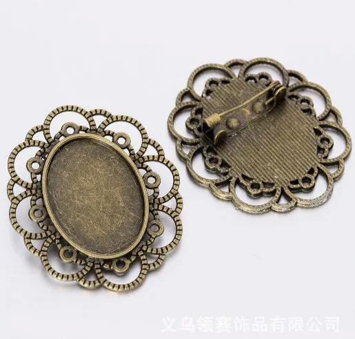 

10pcs/lot oval antique Bronze Cabochon Base Tray Bezels Blank Setting Supplies For Jewelry Making Findings brooch