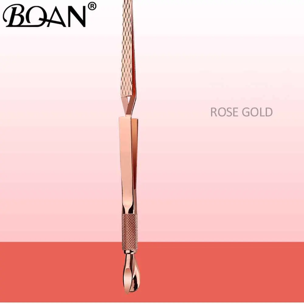 Rose gold BQAN 1 шт. Хамелеон двухсторонний мертвый триммер для кожи вилка кутикулы средство для снятия маникюра, педикюра Инструменты для ногтей - Color: Rose gold
