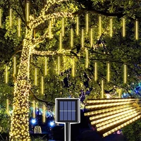 outdoor solar meteor shower rain light 8 tube waterproof christmas string light for parasol shop park decor garden patio garland