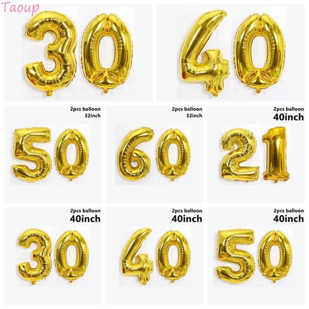 Шары Taoup 32 дюйма 40 дюймов с золотыми цифрами фольга 21 30 50 60 строительные шары днем