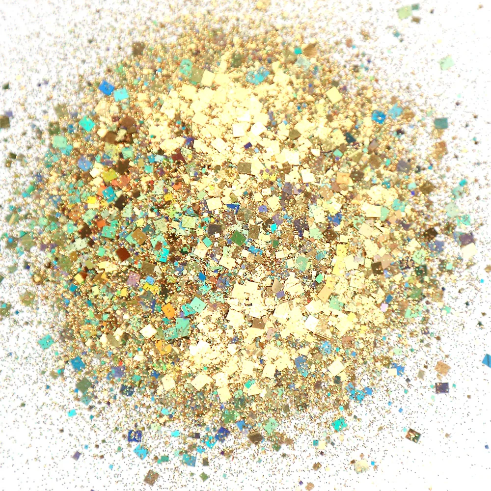 

50g/Pack Mixed 0.2/1/2/3mm Nail Art Glitter Flakes Powder Laser Holographic Gradient Square Loose Glitter Chunky Sequins Te#005