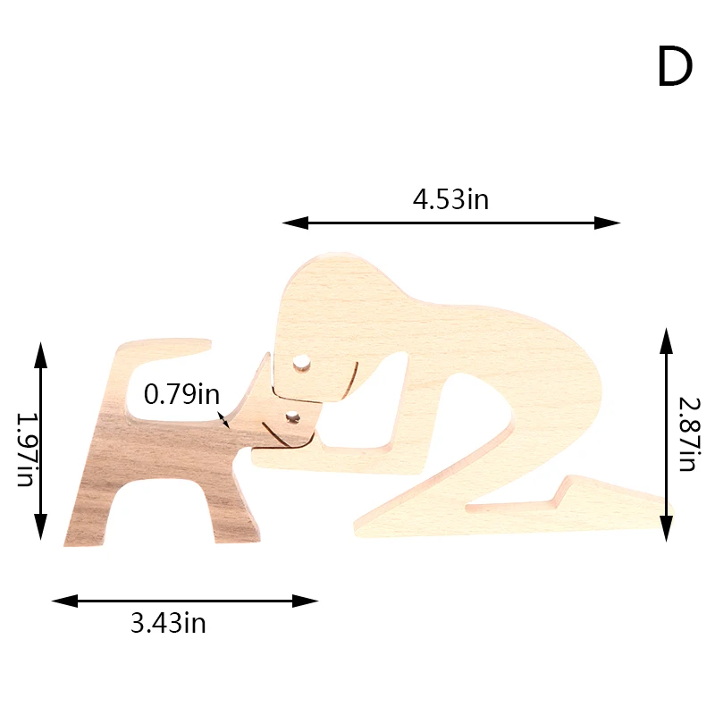 

1Pc Wooden Craft Figurine Home Decor Ornaments Decoration Wooden Puppy Human Carving Dog Table Decorative Sculpture Futniture