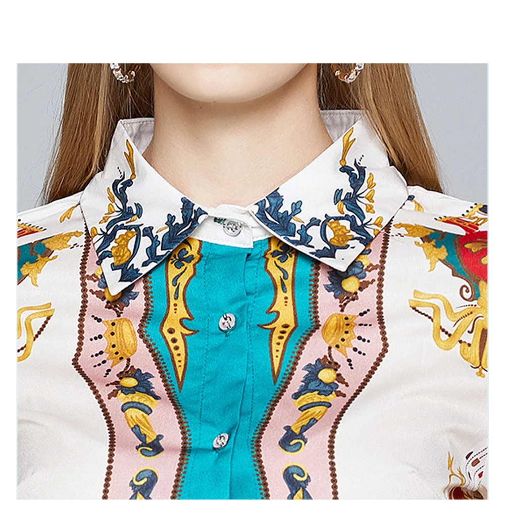 

Simgent Women Tops 2020 Summer Autumn Turn Down Collar Printing Office Elegant Blouses Blusa Verano Mujer Blusen Damen SG06282