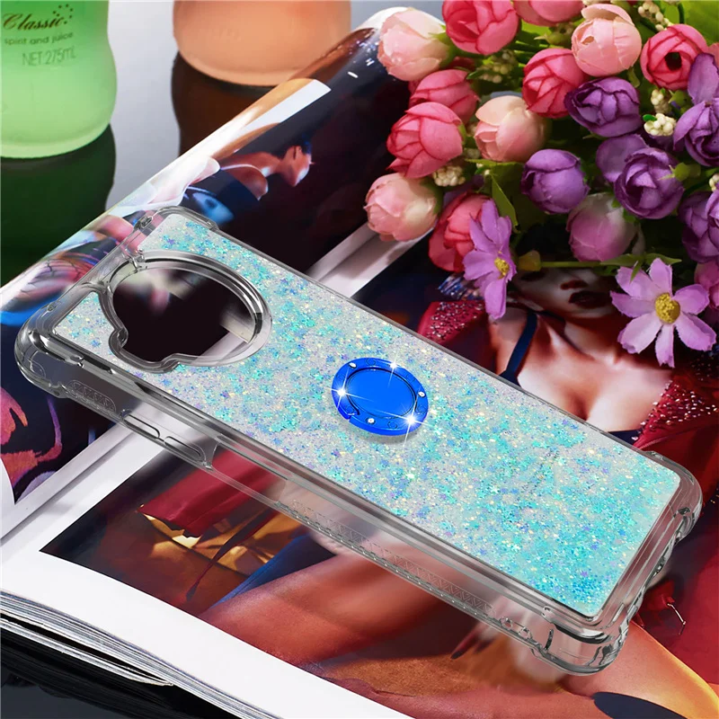 

Finger Ring Phone Case For Xiaomi Mi 11 10T Pro Note 10 Lite 5G Poco M3 Cases Silicone Glitter Liquid Holder Back Cover Capa