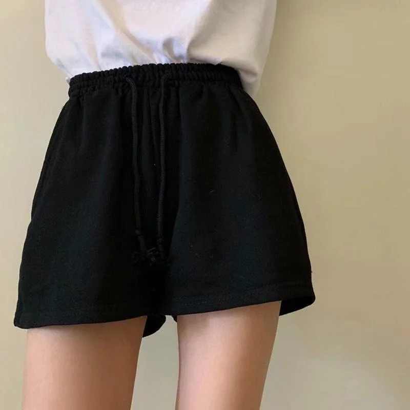 

2021 new summer Korean loose and versatile casual sports pants women's student High Waist Wide Leg short pants trend