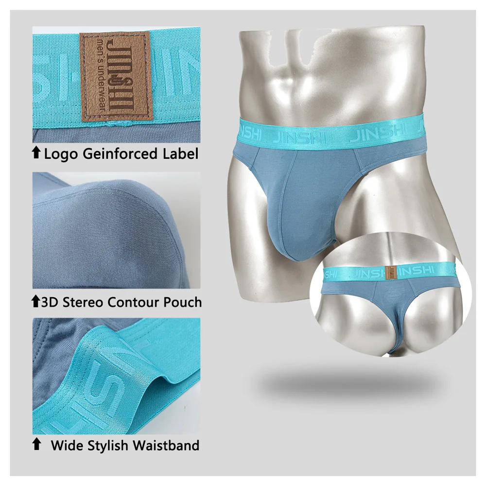 Sexy Bamboo Fiber Men's Underwear Bikini Thongs Men's Low Rise Ventilation Briefs