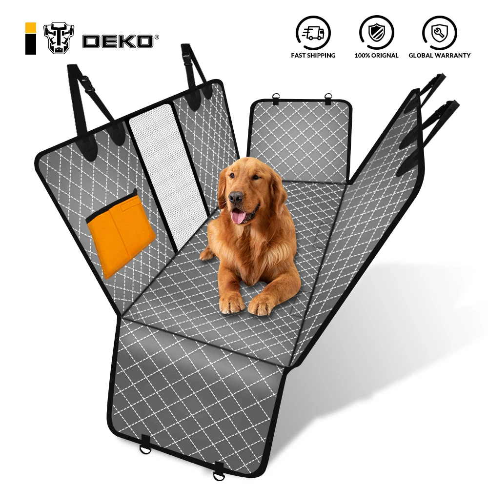 Offerte DEKO Dog Car Seat Cover View Mesh Pet Carrier Amaca Protezione Di Sicurezza Car Rear Back Seat Mat Con Cerniera E Tasca Per Il Viaggio