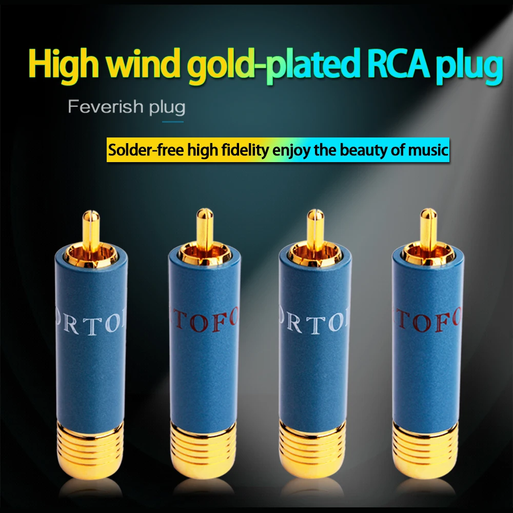 Banhado a Ouro Rca de Referência Conector Hifi Cabeças Plugue Hi-end Ortodônico 8nx Rca 4