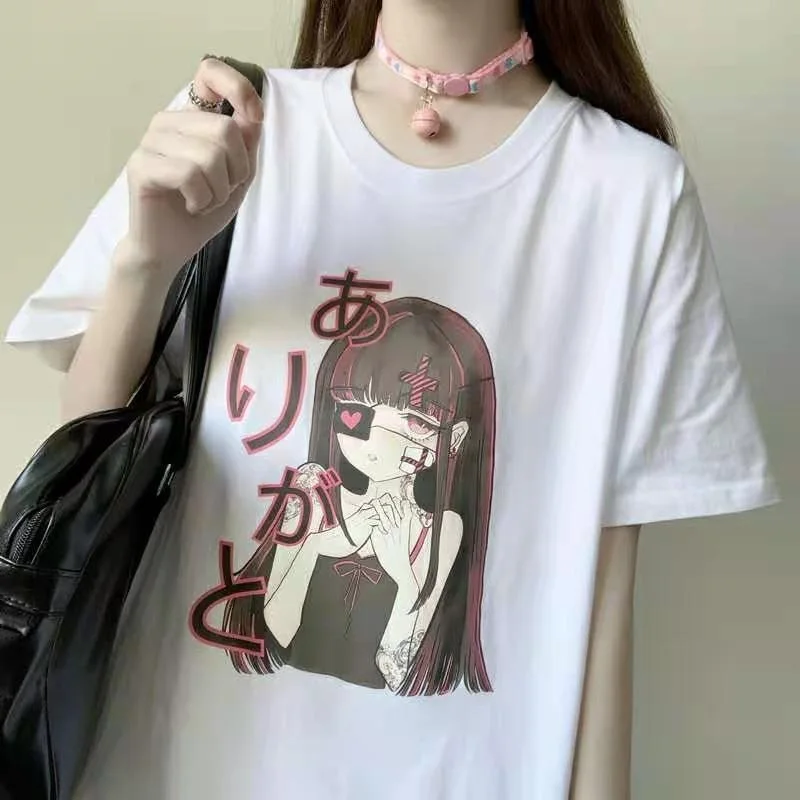 

women's t-shirt Diablo cartoon girl print loose short-sleeved t-shirt blouse Oversized t-shirt Harajuku Punk t-shirt clothes y2k