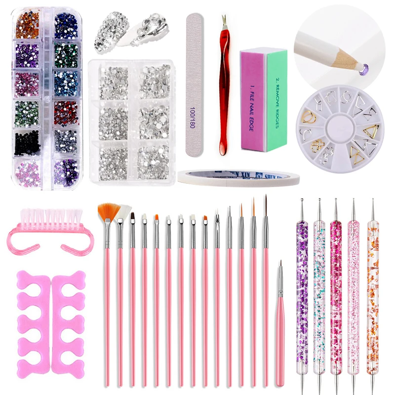 

31PCS/Set Colorful Manicure Nail Tools Nail File Blocks Sponge Polish Sanding Buffer Strips Polishing Designs Nail Brush