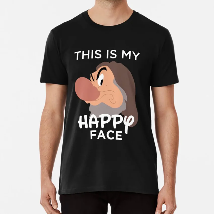 Футболка Happy Face с надписью happy grumpy face dwarf|Мужские футболки| |