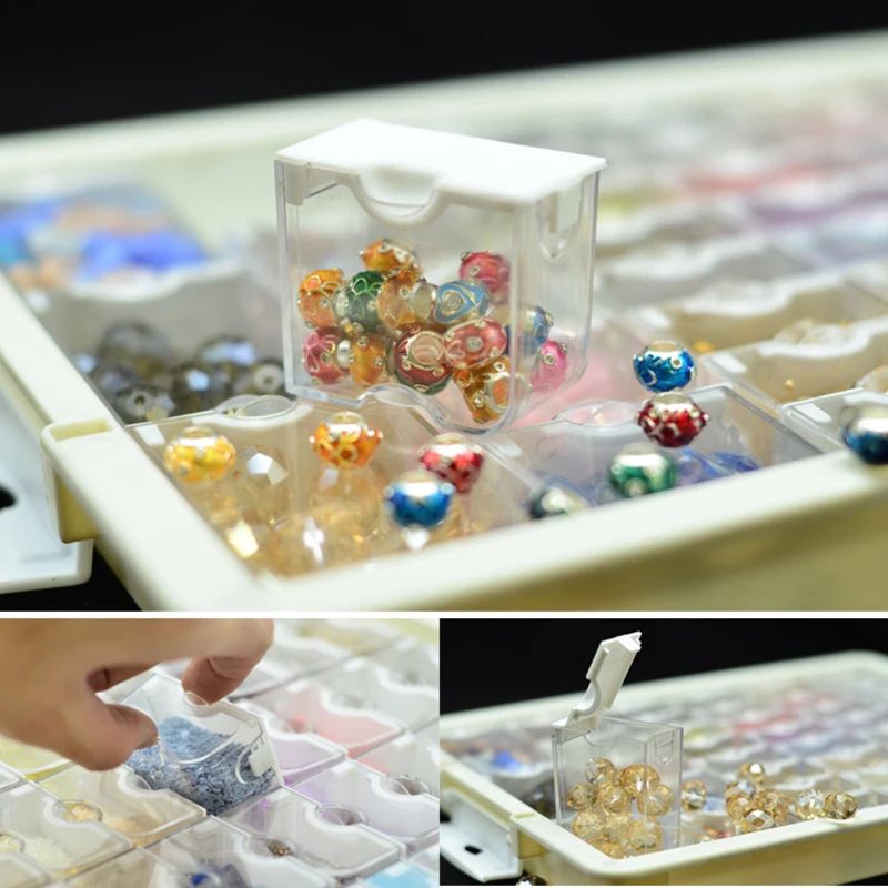 

Drill Containers for Diamond Painting Mosaic Tool Accessories Plaid Jewelry Diamond Embroidery Transparent Storage Box