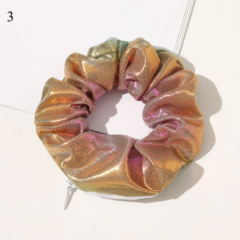 Градиентный цвет лазерная ткань на молнии резинки для волос женские аксессуары