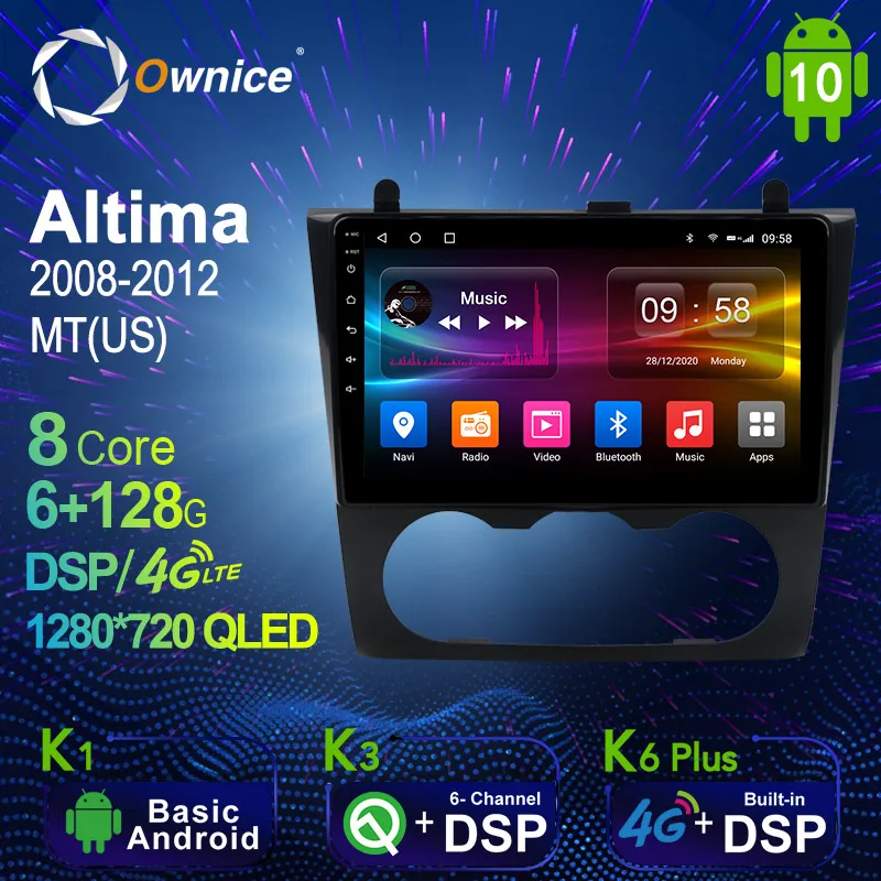 Ownice 1280*720 Android 10 0 K3 K6 плюс Автомобильный мультимедийный авто радио для Nissan altima 2008