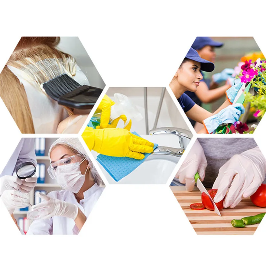 100 шт одноразовые латексные перчатки водонепроницаемые без масла и не вредят