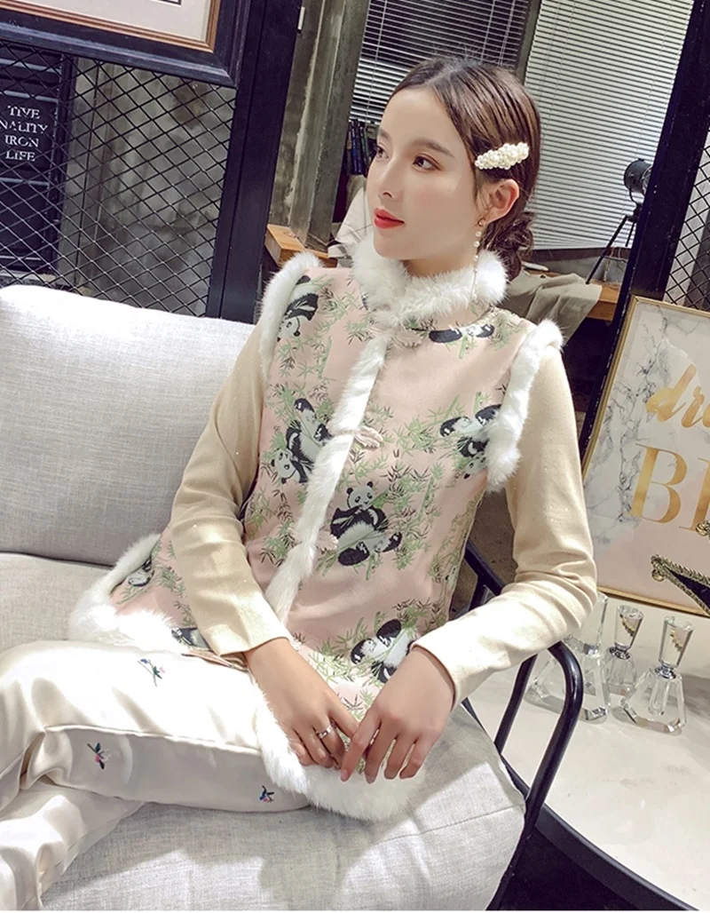 Китайский стиль, зимний женский жилет, без рукавов, пальто, Qipao, жилет, свободный, в винтажном стиле, теплый, мягкий жилет, хлопок, новинка, жилет, Femme, TA2142