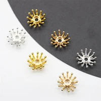2pcs floral pistil stamen shape 14mm goldsilver color preserving plated copper metal loose beads for jewelry making diy flower