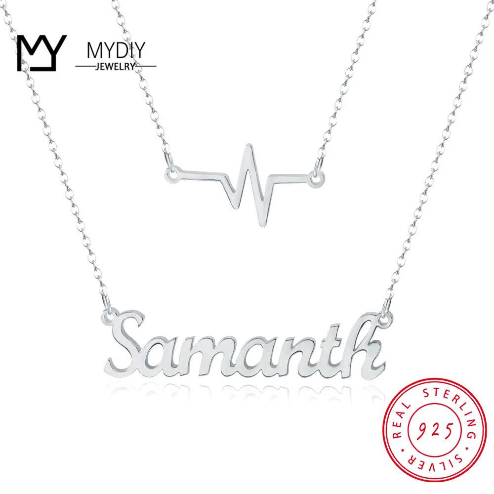 

Custom Heart Beat Name Layer Necklace For Women Personalized Gold 925 Sterling Silver Custom Jewelry Wedding Birthday Gift