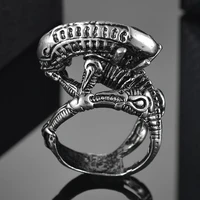 vintage silver color alien predator finger rings for men alien predator high quality jewelry ring