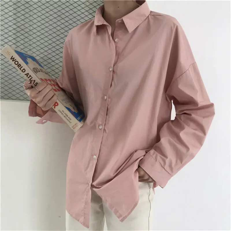 

Women Blouses 2021 Spring Solid Blouse Loose Casual Vacation All-Match Women Tops Shirts Blusas Camisas Mujer 4 Colors